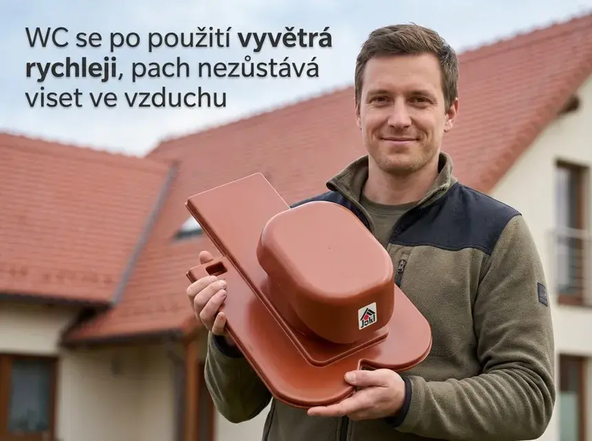 S odvětrávací střešním kopletem se WC vyvětrá rychleji.